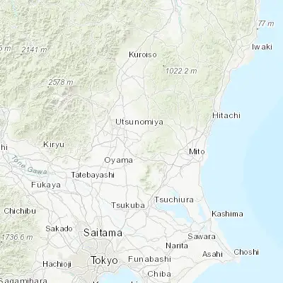 Map showing location of Mashiko (36.466670, 140.100000)
