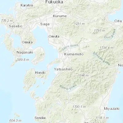 Map showing location of Matsubase (32.650000, 130.666670)