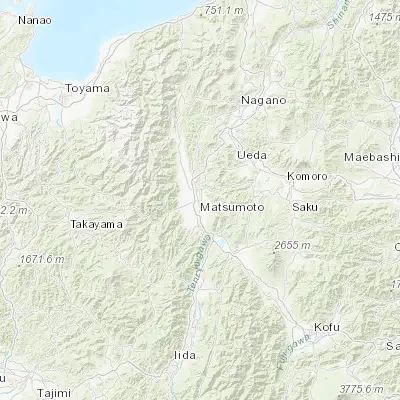 Map showing location of Matsumoto (36.233330, 137.966670)