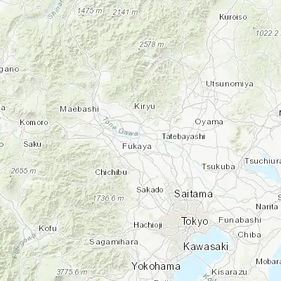 Map showing location of Menuma (36.222450, 139.382050)