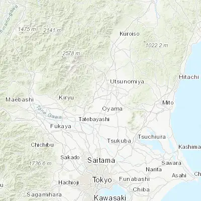 Map showing location of Mibu (36.416670, 139.800000)