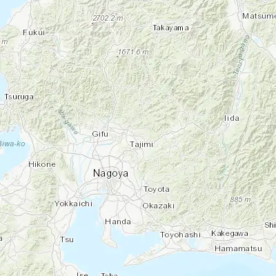 Map showing location of Mitake (35.416670, 137.133330)