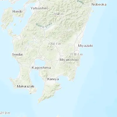 Map showing location of Miyakonojō (31.733330, 131.066670)