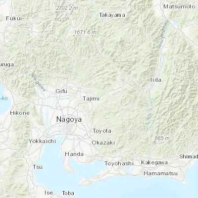 Map showing location of Mizunami (35.366670, 137.250000)