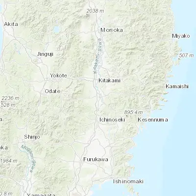 Map showing location of Mizusawa (39.133330, 141.133330)