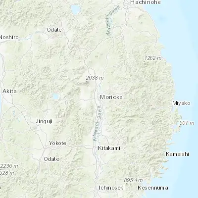 Map showing location of Morioka (39.700000, 141.150000)