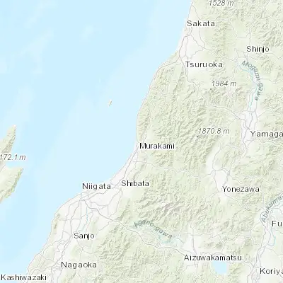 Map showing location of Murakami (38.233330, 139.483330)
