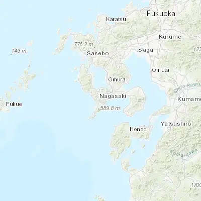 Map showing location of Nagasaki (32.750000, 129.883330)
