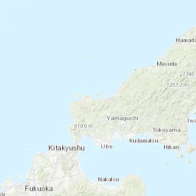 Map showing location of Nagato (34.383330, 131.200000)
