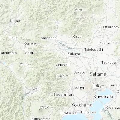 Map showing location of Nagatoro (36.103110, 139.109510)