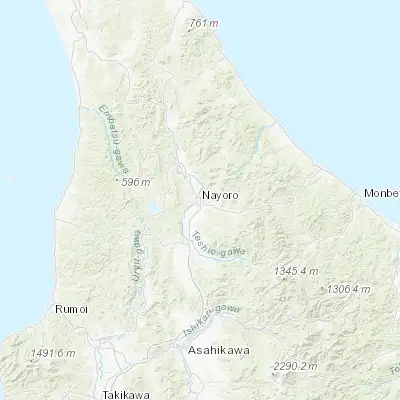 Map showing location of Nayoro (44.350560, 142.457780)