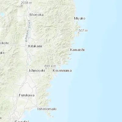 Map showing location of Ōfunato (39.071670, 141.716670)