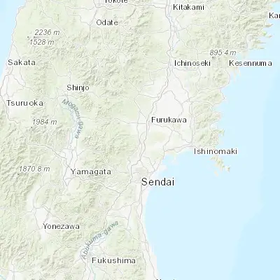 Map showing location of Ōhira (38.471380, 140.871500)