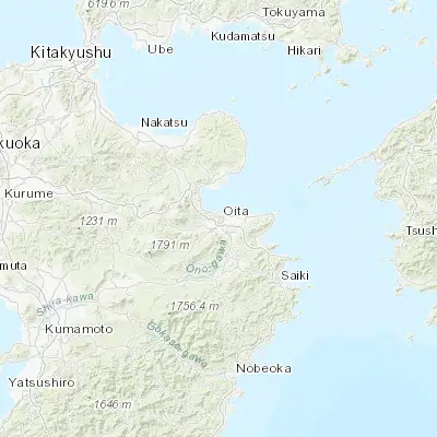 Map showing location of Ōita (33.233330, 131.600000)