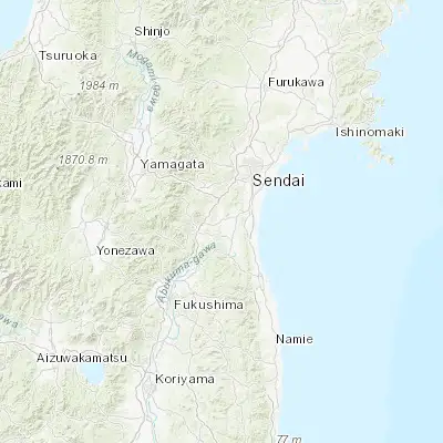 Map showing location of Ōkawara (38.050000, 140.733610)