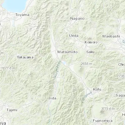 Map showing location of Okaya (36.056590, 138.045100)