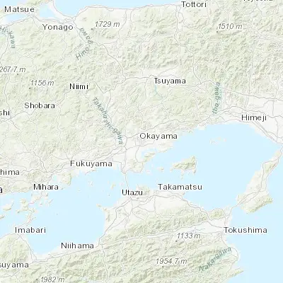 Map showing location of Okayama (34.650000, 133.933330)