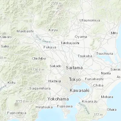 Map showing location of Okegawa (36.000000, 139.557220)