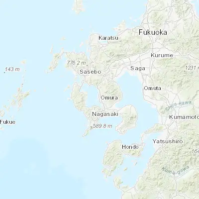 Map showing location of Ōmura (32.921390, 129.953890)