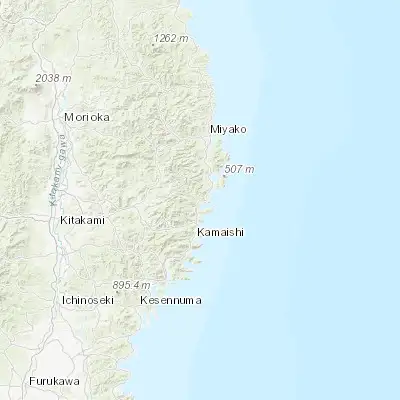 Map showing location of Ōtsuchi (39.366670, 141.900000)