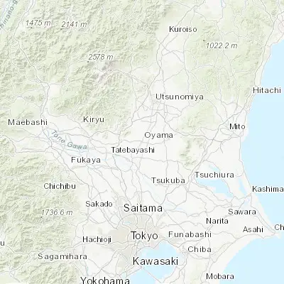 Map showing location of Oyama (36.300000, 139.800000)