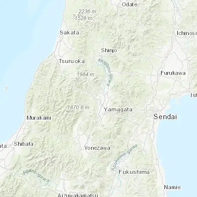 Map showing location of Sagae (38.372500, 140.272500)