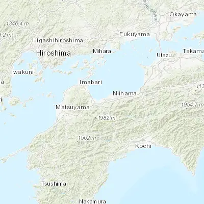 Map showing location of Saijō (33.916670, 133.183330)