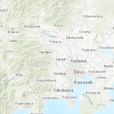 Map showing location of Sakado (35.956940, 139.388890)