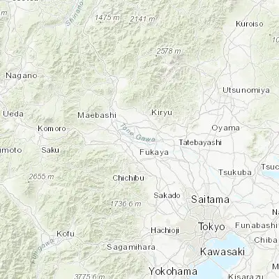 Map showing location of Sakai-nakajima (36.266670, 139.250000)