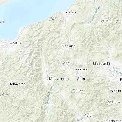Map showing location of Sakaki (36.466670, 138.183330)
