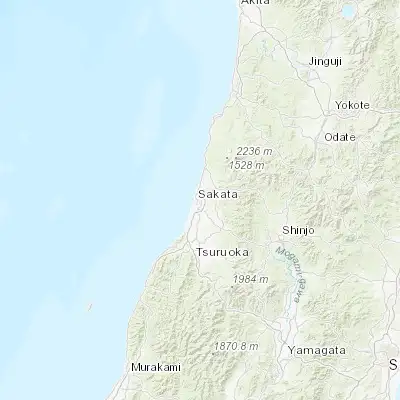 Map showing location of Sakata (38.916670, 139.855000)