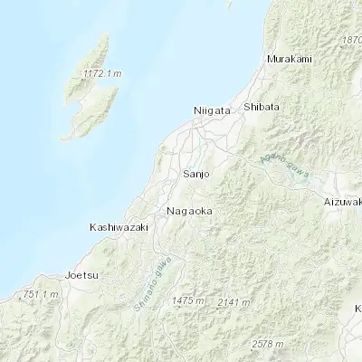 Map showing location of Sanjō (37.616670, 138.950000)