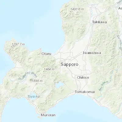 Map showing location of Sapporo (43.066670, 141.350000)