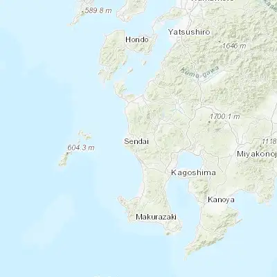 Map showing location of Satsumasendai (31.816670, 130.300000)