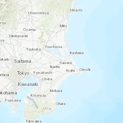 Map showing location of Sawara (35.883330, 140.500000)