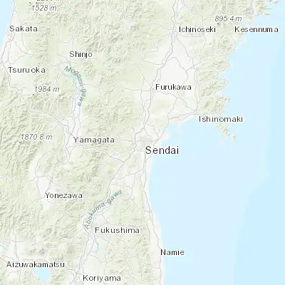 Map showing location of Sendai (38.266670, 140.866670)