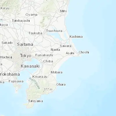 Map showing location of Shibayama (35.683330, 140.433330)