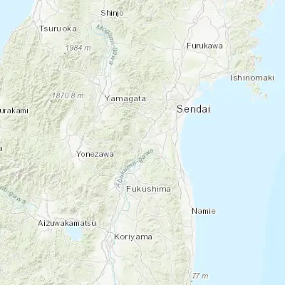 Map showing location of Shiroishi (38.003330, 140.618330)