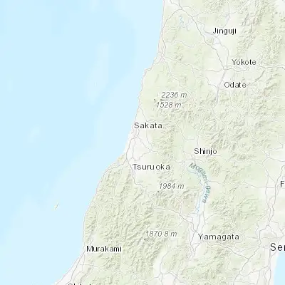 Map showing location of Shonai (38.848460, 139.903080)