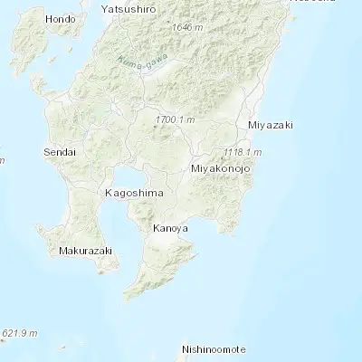 Map showing location of Sueyoshichō-ninokata (31.650000, 131.016670)