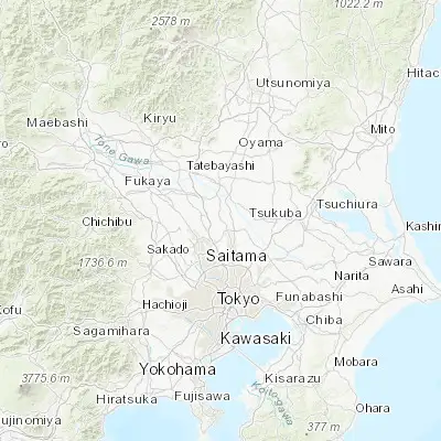 Map showing location of Sugito (36.031070, 139.726360)