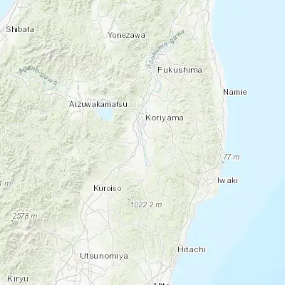 Map showing location of Sukagawa (37.283330, 140.383330)