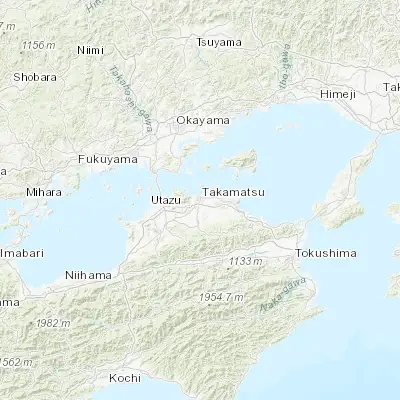 Map showing location of Takamatsu (34.333330, 134.050000)