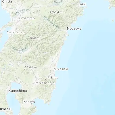 Map showing location of Takanabe (32.133330, 131.500000)