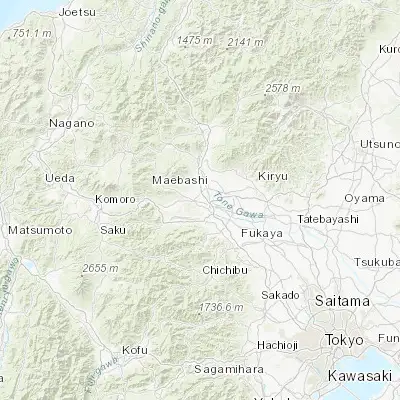 Map showing location of Takasaki (36.333330, 139.016670)