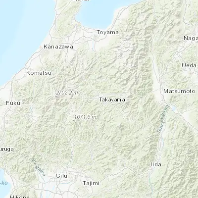 Map showing location of Takayama (36.133330, 137.250000)