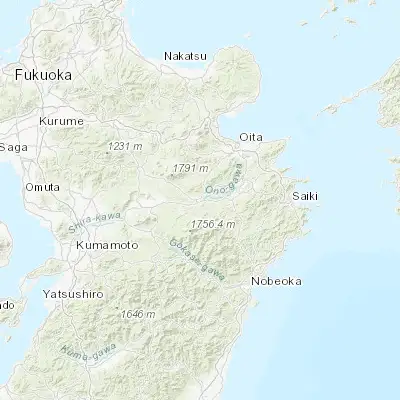 Map showing location of Takedamachi (32.966670, 131.400000)
