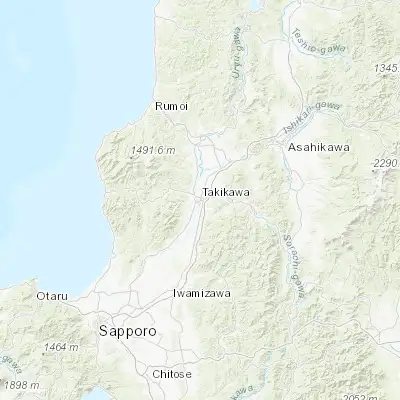 Map showing location of Takikawa (43.552780, 141.906390)