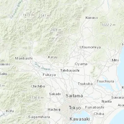 Map showing location of Tanuma (36.366670, 139.583330)