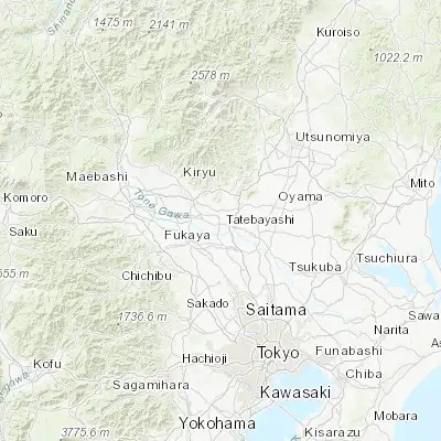 Map showing location of Tatebayashi (36.250000, 139.533330)